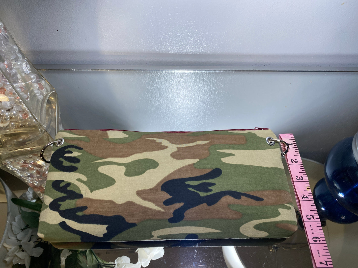 Camo Statement Clutch with Custom Chain & Bow Charm