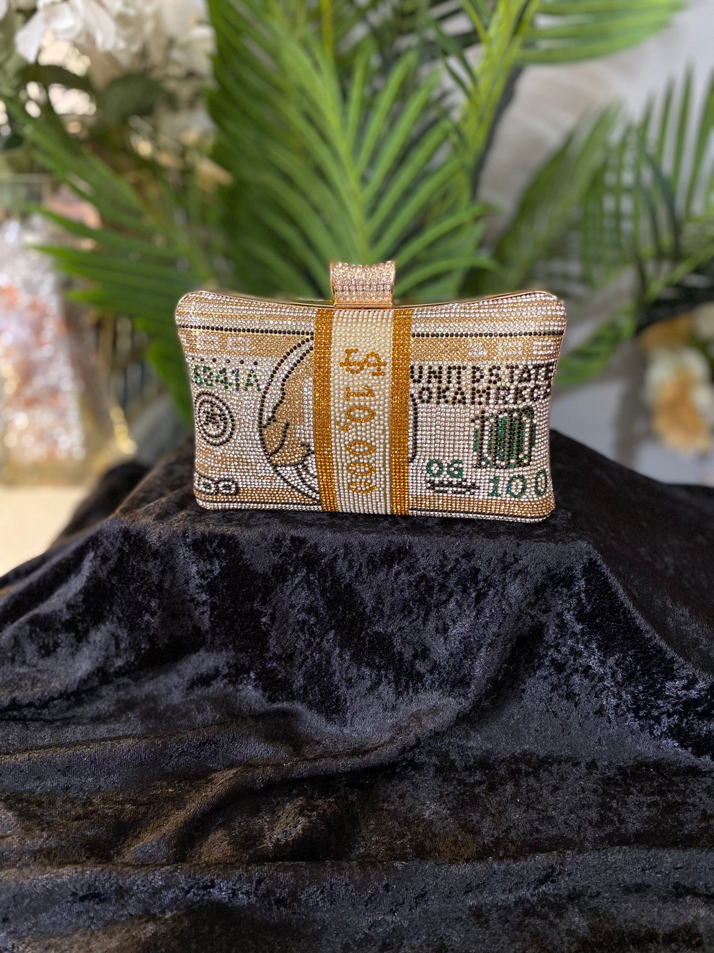 Rhinestone Money Stack Clutch