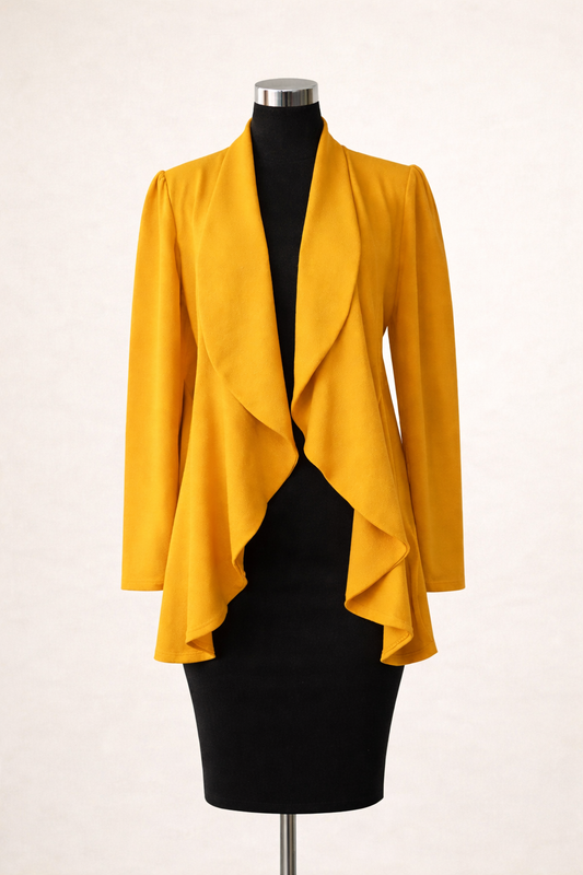 Golden Hour Drape Blazer – Mustard & Red