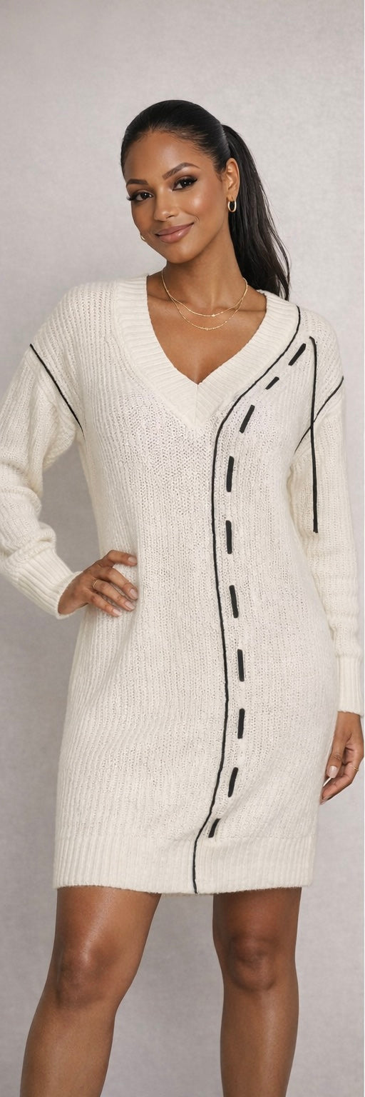 Stitched Lines Sweater Dress