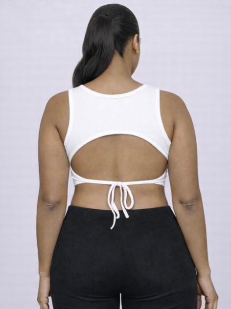 Contour Ribbed Open-Back Crop Tank