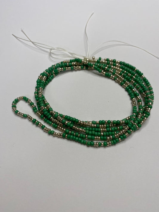 Emerald & Silver Everyday Waist Bead (40)