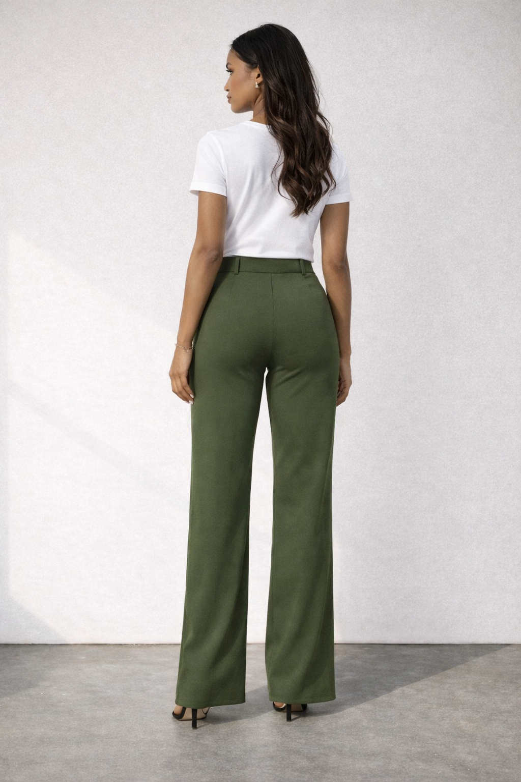 Olive Executive Stretch Flare Pants
