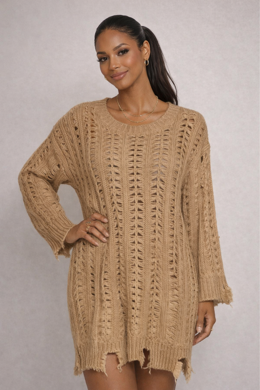 Barely There Knit Distressed Sweater