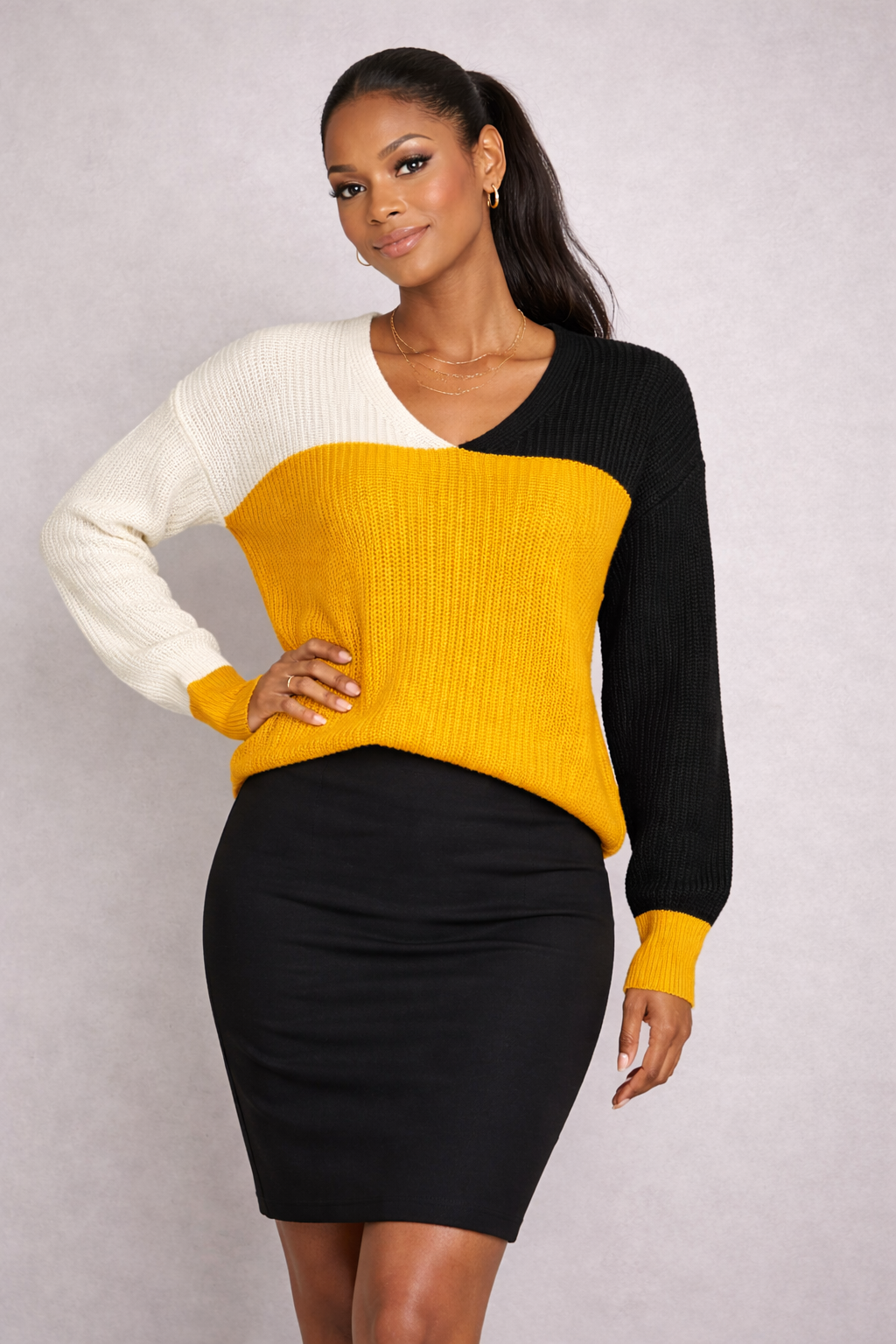 Statement Twist Colorblock Sweater