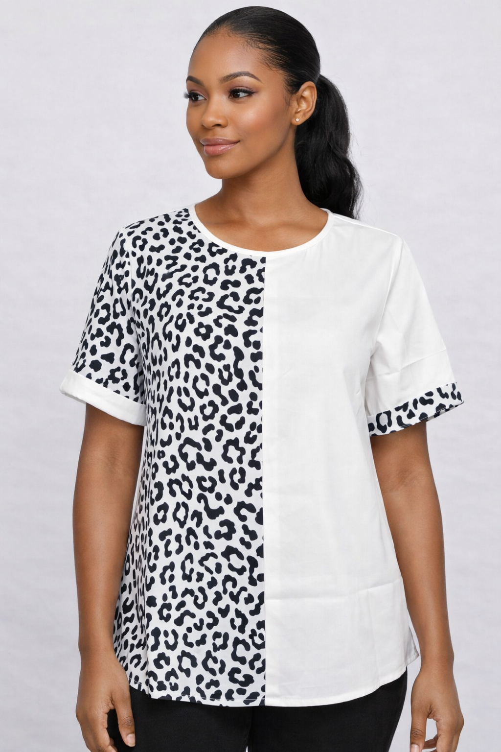 Split Instinct Leopard Contrast Blouse