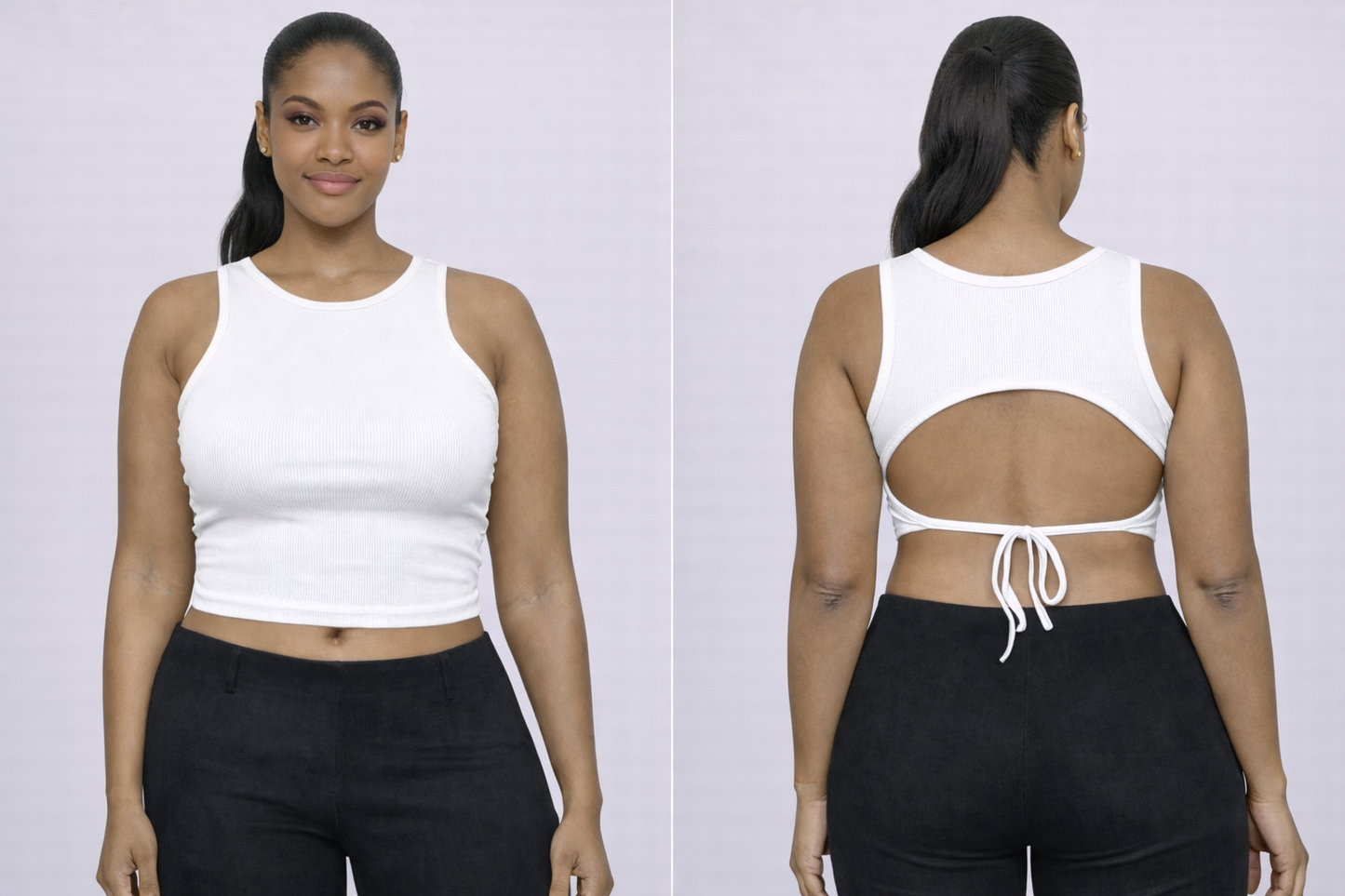 Contour Ribbed Open-Back Crop Tank