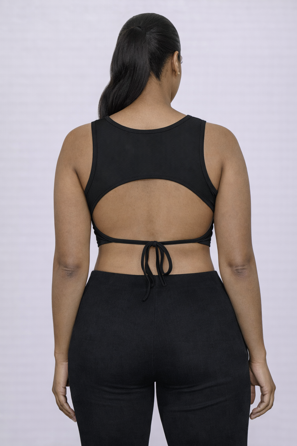 Contour Ribbed Open-Back Crop Tank