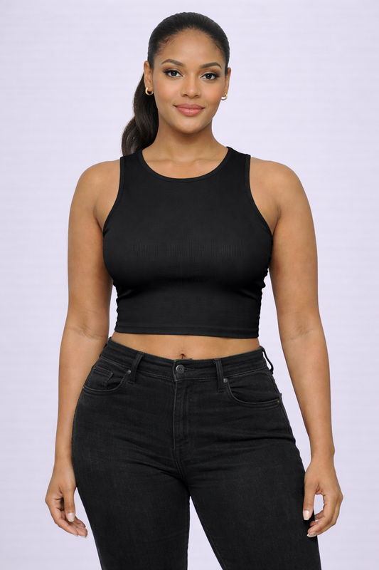 Contour Ribbed Open-Back Crop Tank