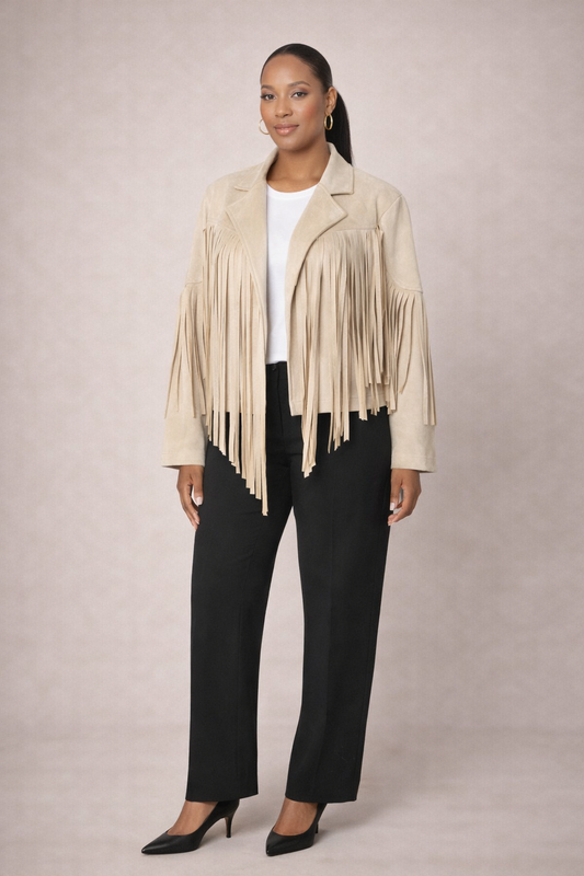 The Frontier Chic Faux Suede Fringe Jacket