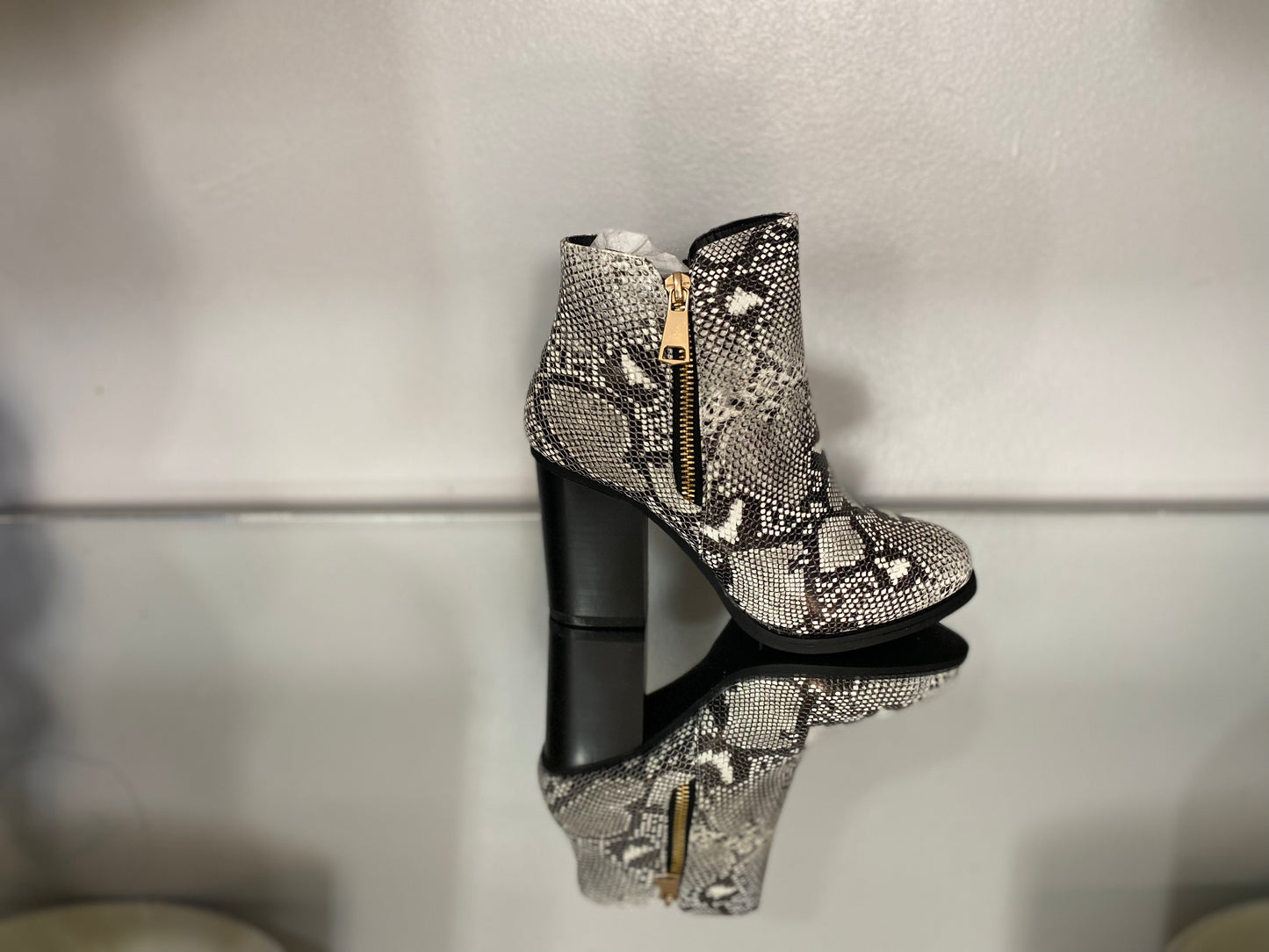 Snakeskin Platform Ankle Booties