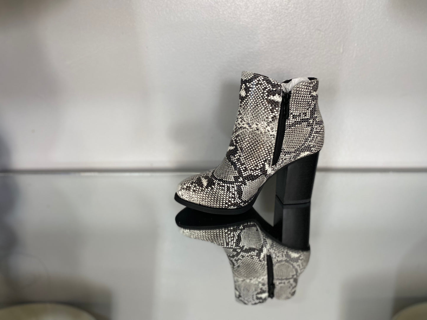 Snakeskin Platform Ankle Booties