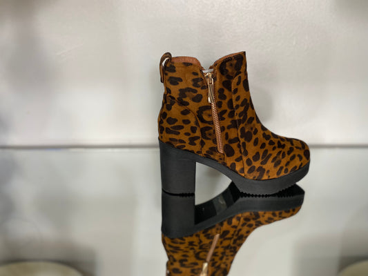 Leopard Print Platform Ankle Booties