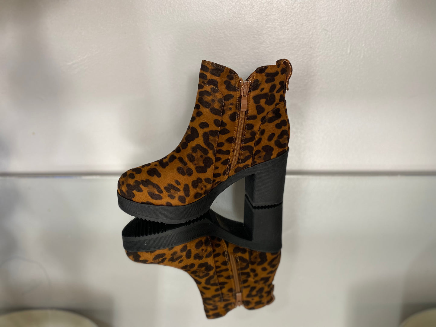 Leopard Print Platform Ankle Booties