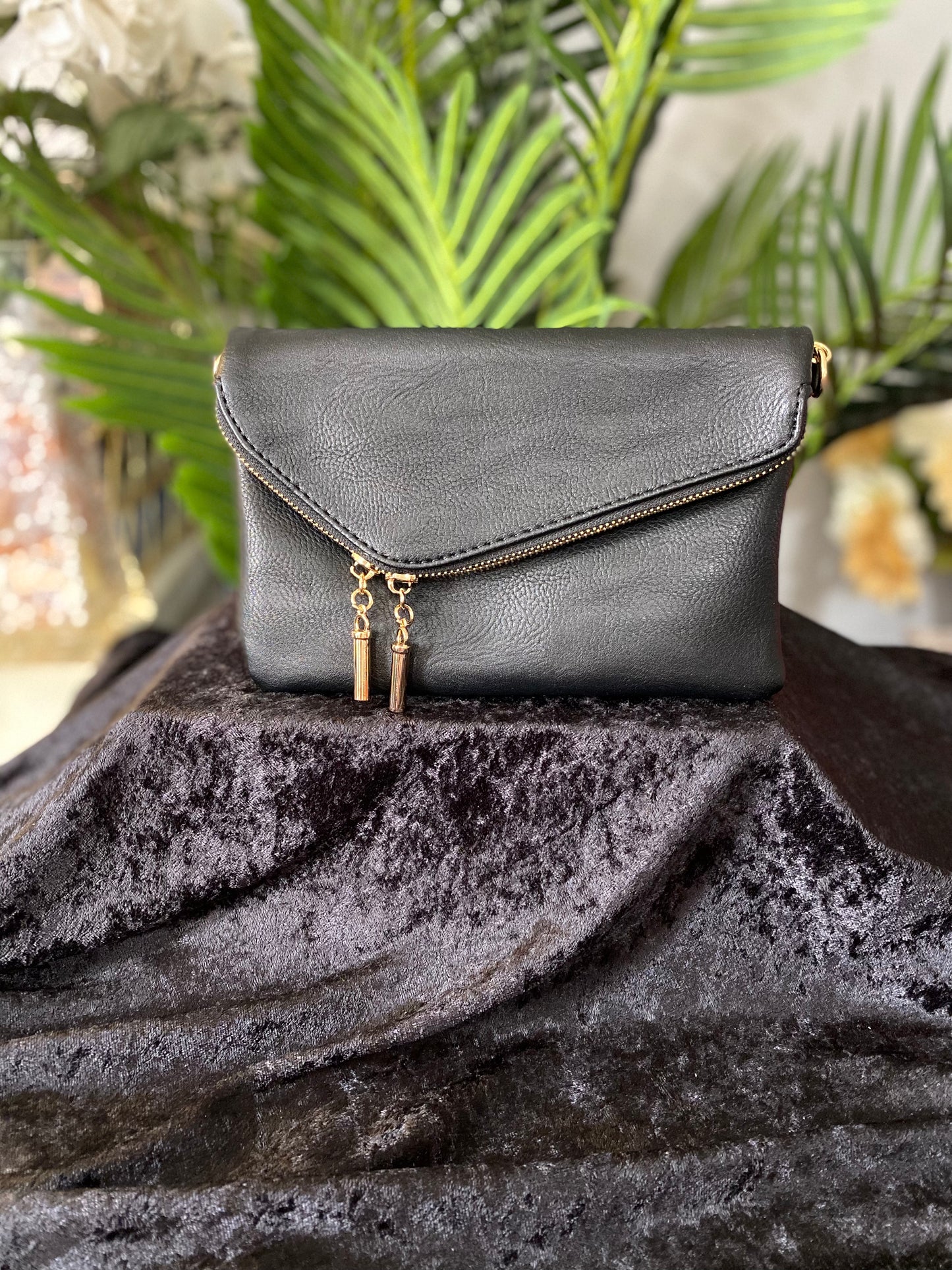 Asymmetrical Zip Clutch