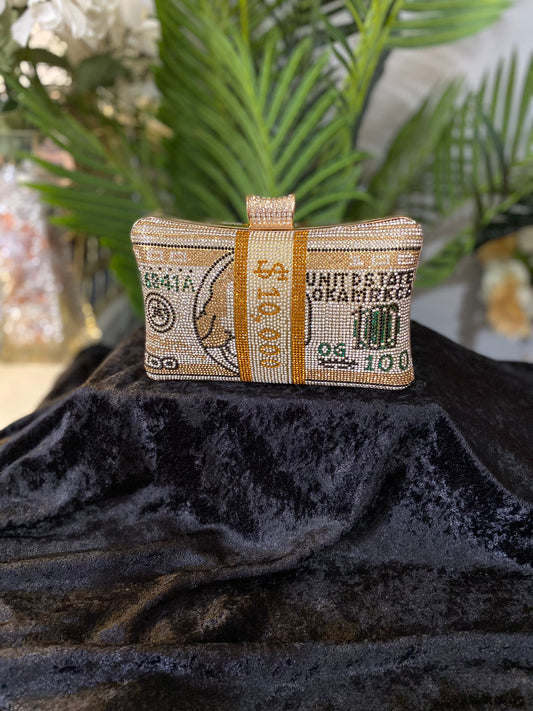 Rhinestone Money Stack Clutch