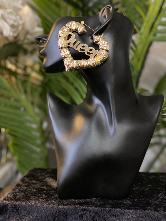 Queen Heart Statement Hoops